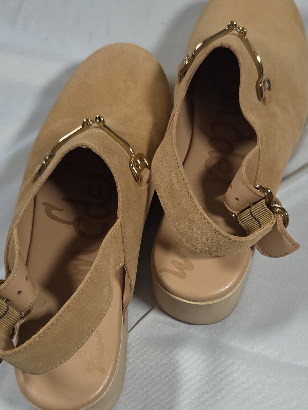 Sam Edelman Beige Suede Womens Slingback Studded Clog Sandals Sz 7 - Picture 5 of 10